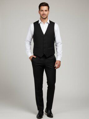 Gino Vitale Men’s Suit Vest NWOT Black 44R